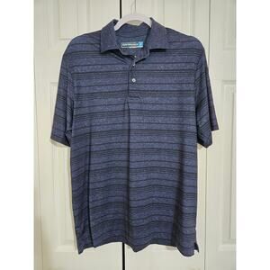 Roundtree and Yorke performance small men's blue striped short sleeve polo